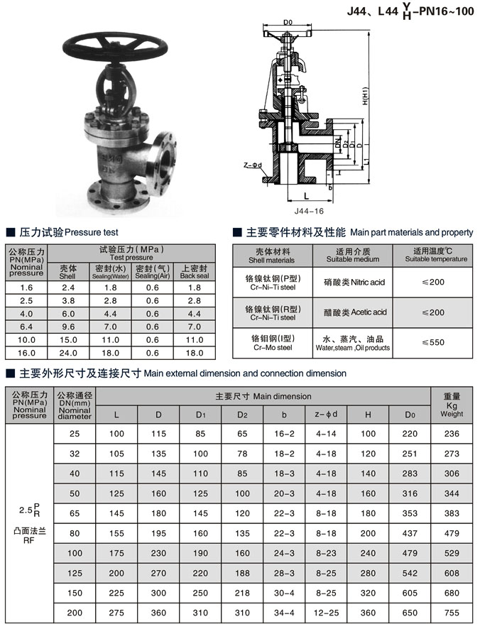 角式截止閥,J44H角式截止閥應用規范